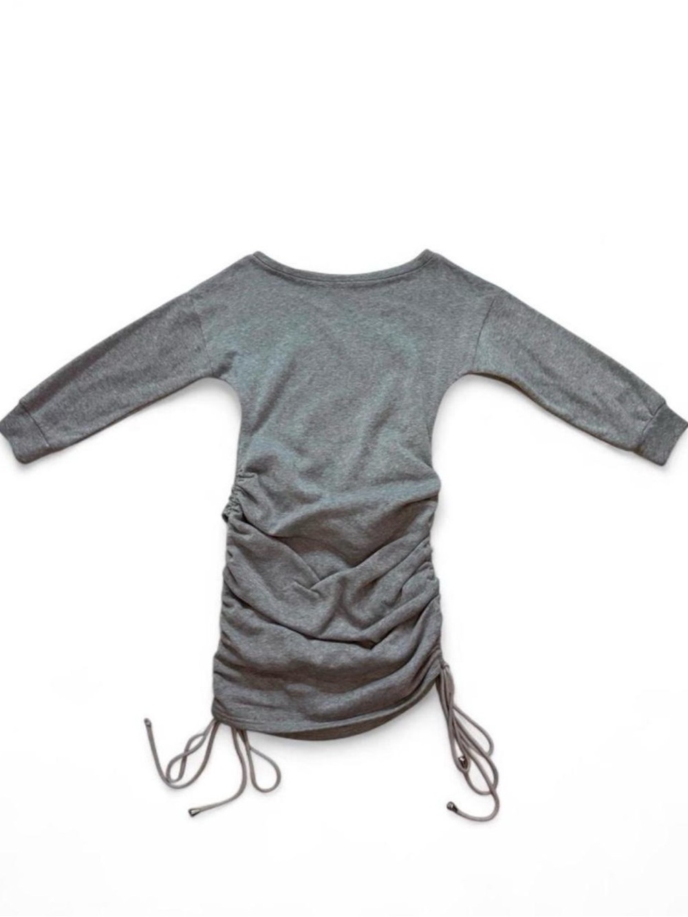 Gray Long Sleeve Sweater Runched On Sides Mini Dress